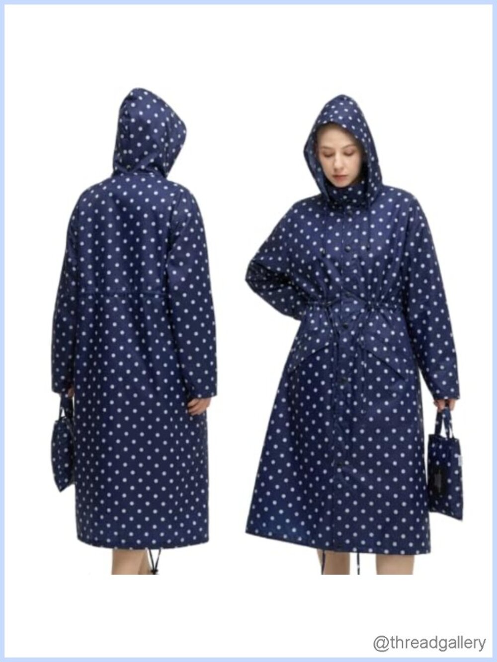 Unbranded Women's Waterproof Polyester Hooded Raincoat with Adjustable Waist